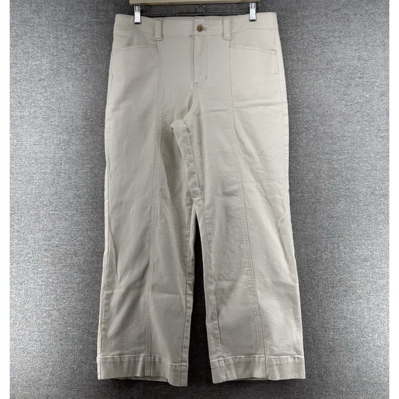 Talbots Classic Jeans Trouser Women Size 14 P Wide Leg Ivory Casual - Picture 1 of 10